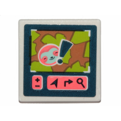 Road Sign 2 x 2 Square with Open O Clip with Screen with Coral Sloth Head and Dark Blue Exclamation Mark Pattern (Sticker) - Set 41424