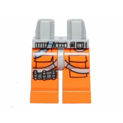 Деталь LEGO 970c04pb04 Hips and Orange Legs with SW Rebel Pilot Pockets, Light Bluish Gray Straps, Hose, 3 Bullets Pattern