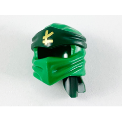 Minifigure, Headgear Ninjago Wrap Type 4 with Molded Dark Green Headband and Printed Gold Ninjago Logogram Letter L Pattern