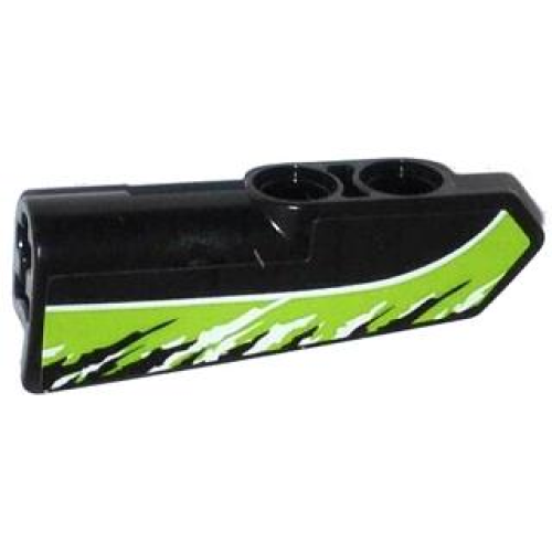 Деталь LEGO 11946pb007 Technic, Panel Fairing #21 Very Small Smooth, Side B with Black and White Splatters on Lime Background Pattern (Sticker) - Set 42021