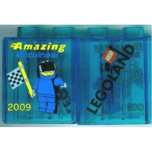 Деталь LEGO 4066pb348 Duplo, Brick 1 x 2 x 2 with Amazing Machines 2009 LEGOLAND Windsor Pattern