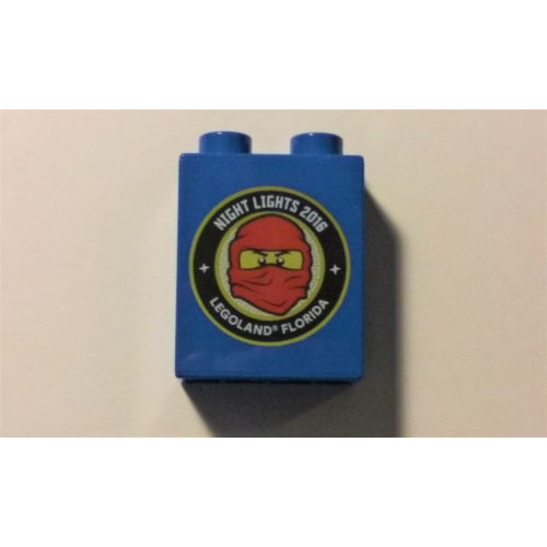 Деталь LEGO 4066pb613 Duplo, Brick 1 x 2 x 2 with Night Lights 2016 LEGOLAND Florida Pattern