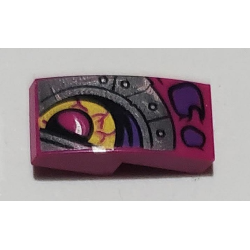 Slope, Curved 2 x 1 x 2/3 with Magenta and Silver Dragon Eye Pattern Model Right Side Slope, Curved 2 x 1 x 2/3 with Magenta and Silver Dragon Eye Pattern Model Right Side