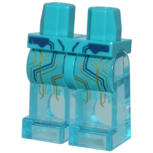 Деталь LEGO 970c15pb02 Hips and Trans-Light Blue Legs with Dark Blue and Gold Circuitry Lines Pattern