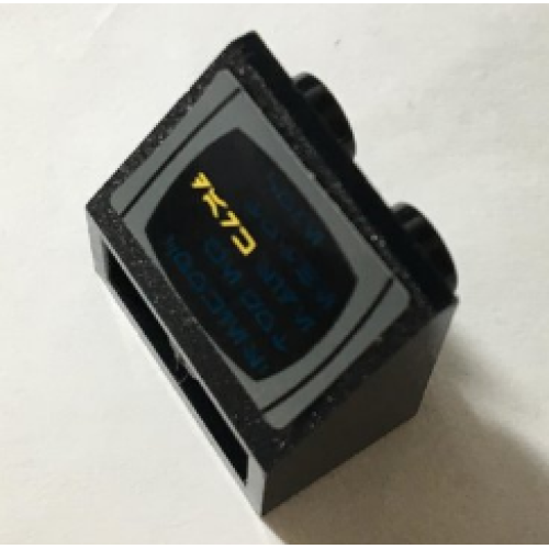 Деталь LEGO 3660pb017 Slope, Inverted 45 2 x 2 with Flat Bottom Pin with Aurebesh Characters 'DARK' Pattern (Sticker) - Set 10212