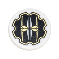 Road Sign 2 x 2 Round with Clip with Black Gear Outline with Gold Edges and Symbols Pattern (Sticker) - Set 70620