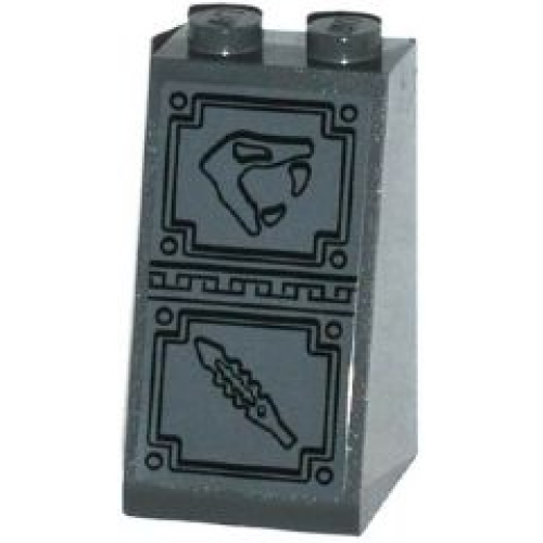 Деталь LEGO 3684cpb012 Slope 75 2 x 2 x 3 - Solid Studs with Snake Head Looking Right and Serrated Blade Sword Bas-Relief Sculpture Pattern (Sticker) - Set 70750