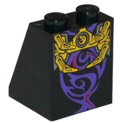 Slope 65 2 x 2 x 2 with Bottom Tube with Minifigure Dress / Skirt / Robe, Gold Skeleton Hips and Ribs and Red and Dark Purple Swirls Pattern Slope 65 2 x 2 x 2 with Bottom Tube with Minifigure Dress / Skirt / Robe, Gold Skeleton Hips and Ribs and Red and Dark Purple Swirls Pattern