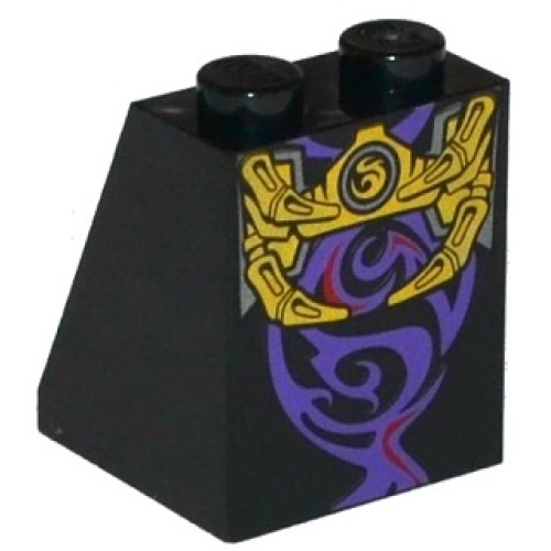 Деталь LEGO 3678bpb077 Slope 65 2 x 2 x 2 with Bottom Tube with Minifigure Dress / Skirt / Robe, Gold Skeleton Hips and Ribs and Red and Dark Purple Swirls Pattern