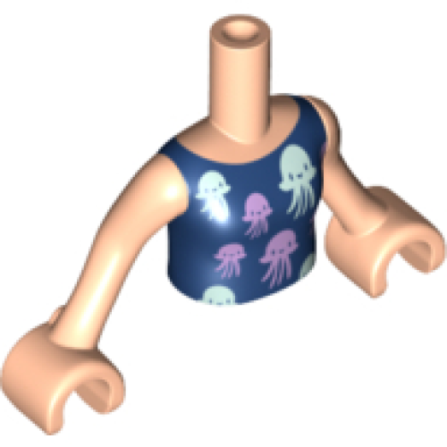 Деталь LEGO FTGpb286c01 Torso Mini Doll Girl Dark Blue Top with Jellyfish Pattern, Light Nougat Arms with Hands