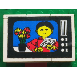 Stickered Assembly 6 x 2 x 3 1/3 with Flowers and Figure on TV Screen Pattern (Sticker) - Set 268-1 - 3 Brick 2 x 4, 3 Brick 2 x 2, 3 Tile 2 x 2 Stickered Assembly 6 x 2 x 3 1/3 with Flowers and Figure on TV Screen Pattern (Sticker) - Set 268-1 - 3 Brick 2 x 4, 3 Brick 2 x 2, 3 Tile 2 x 2