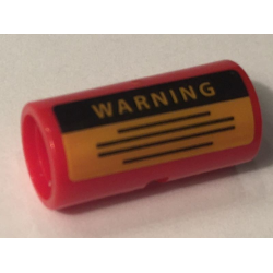 Technic, Pin Connector Round 2L with Slot with 'WARNING' and Yellow Rectangle with Black Lines Pattern (Sticker) - Set 10274 Technic, Pin Connector Round 2L with Slot with 'WARNING' and Yellow Rectangle with Black Lines Pattern (Sticker) - Set 10274