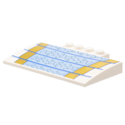 Slope, Curved 5 x 8 x 2/3 with 4 Studs with 4 Gold Steps with Bright Light Blue Runner, Metallic Light Blue Filigree Pattern Slope, Curved 5 x 8 x 2/3 with 4 Studs with 4 Gold Steps with Bright Light Blue Runner, Metallic Light Blue Filigree Pattern