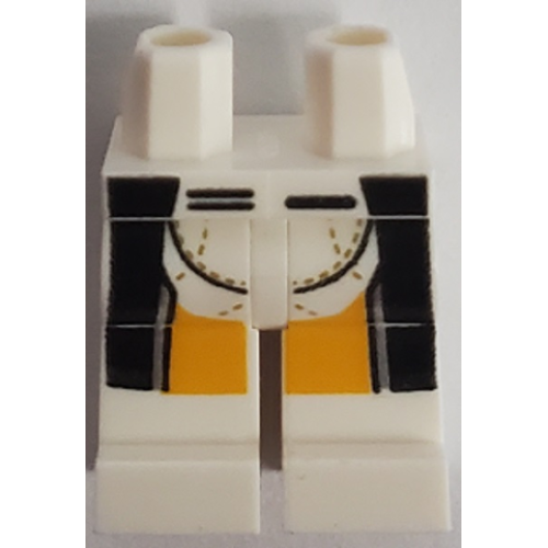 Деталь LEGO 970c00pb1249 Hips and Legs with Black and Bright Light Orange Stripes and Stitching Pattern