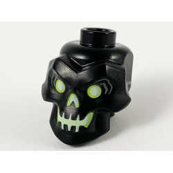 Minifigure, Head, Modified Skull with Yellowish Green Eyes, Nose and Mouth Pattern