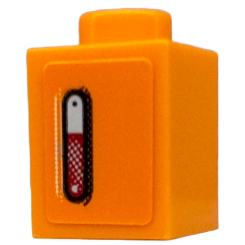 Деталь LEGO 3005pb064R Brick 1 x 1 with Red and Silver Blinker Light with Black Outline Pattern Model Right Side (Sticker) - Set 76918