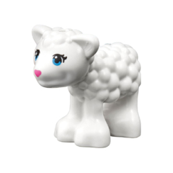 Lamb, Friends Style with Dark Azure Eyes, Dark Pink Nose and Black Eyelashes Pattern