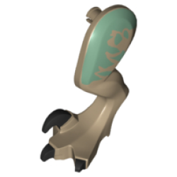 Dinosaur Leg Large (Rear) Raptor Left with Pin with Black Claws and Sand Green Markings Pattern