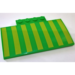 Slope, Curved 5 x 8 x 2/3 with 4 Studs with Lime Stripes Pattern Slope, Curved 5 x 8 x 2/3 with 4 Studs with Lime Stripes Pattern