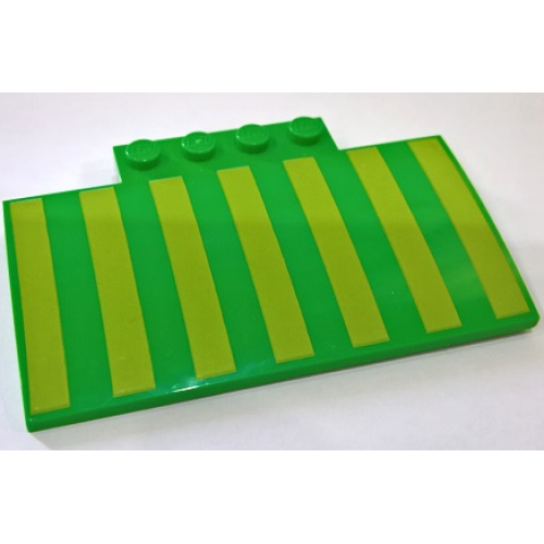 Деталь LEGO 15625pb023 Slope, Curved 5 x 8 x 2/3 with 4 Studs with Lime Stripes Pattern