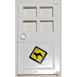Door 1 x 4 x 6 with 4 Panes and Stud Handle with Yellow and Black Sign with Dog Pattern (Sticker) - Set 60009 Door 1 x 4 x 6 with 4 Panes and Stud Handle with Yellow and Black Sign with Dog Pattern (Sticker) - Set 60009