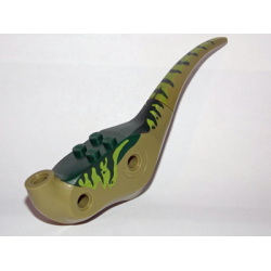 Dinosaur Body Raptor with Dark Green Top with Lime Stripes on Sides Pattern