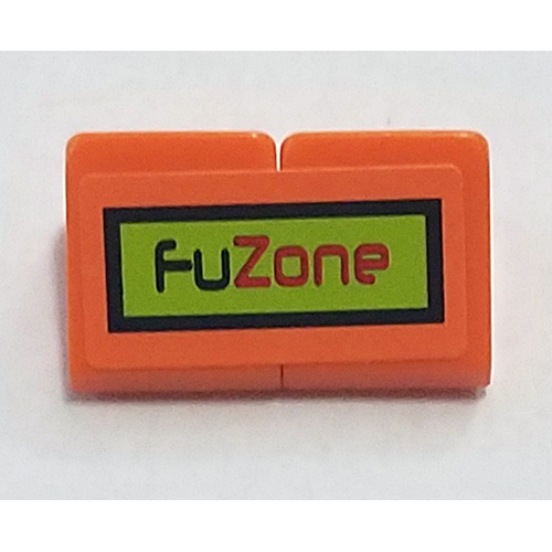 Деталь LEGO BA136pb05 Stickered Assembly 2 x 1 x 2/3 with Black and Red 'FuZone' on Lime Rectangle with Border Pattern (Sticker) - Set 8125 - 2 Slope 30 1 x 1 x 2/3