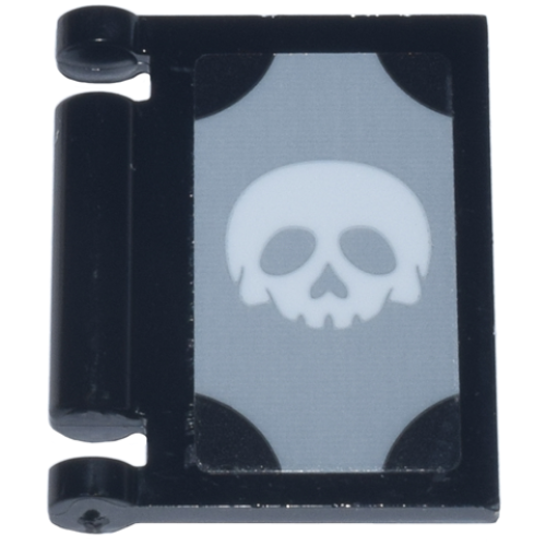 Деталь LEGO 24093pb069 Minifigure, Utensil Book Cover with White Skull on Light Bluish Gray Background with Rounded Corners Pattern (Sticker) - Set 43224