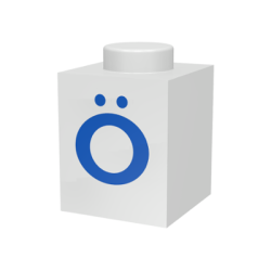 Brick 1 x 1 with Blue Capital Letter O with Diaeresis (Ö) Pattern Brick 1 x 1 with Blue Capital Letter O with Diaeresis (Ö) Pattern