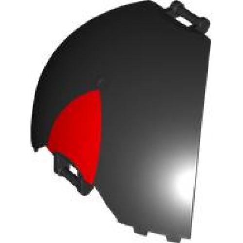 Деталь LEGO 87375pb01 Windscreen Quarter Dome, Bar Handles at Top and Bottom with Red Curved Triangle Pattern (Shadow the Hedgehog Forehead)