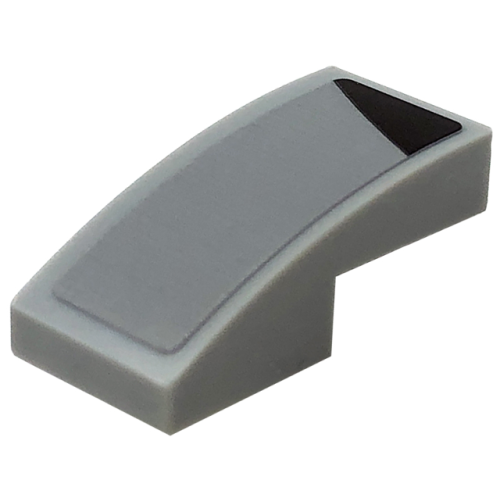 Деталь LEGO 11477pb154R Slope, Curved 2 x 1 x 2/3 with Black Triangle Corner on Light Bluish Gray Background Pattern Model Right Side (Sticker) - Set 76909