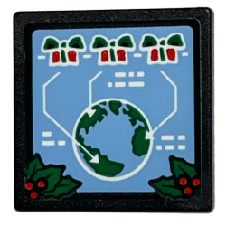 Road Sign 2 x 2 Square with Open O Clip with 3 Bows, White Arrows, Globe and Holly Wreaths on Bright Light Blue Background Pattern (Sticker) - Set 40565 Road Sign 2 x 2 Square with Open O Clip with 3 Bows, White Arrows, Globe and Holly Wreaths on Bright Light Blue Background Pattern (Sticker) - Set 40565