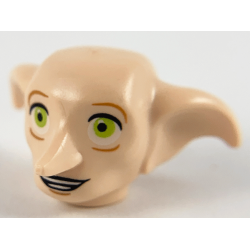 Minifigure, Head, Modified Dobby with Lime Eyes and Open Mouth Smile with Teeth Parted Pattern