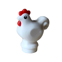 Chicken, Wide Base with Molded Red Comb and Wattle and Printed Black Eyes with Pupils Pattern Chicken, Wide Base with Molded Red Comb and Wattle and Printed Black Eyes with Pupils Pattern