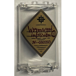 Cylinder Half 2 x 4 x 5 with 1 x 2 Cutout with Reddish Brown 'Wormwood infusrion' (infusion) and 'No-080293' Pattern (Sticker) - Set 76391