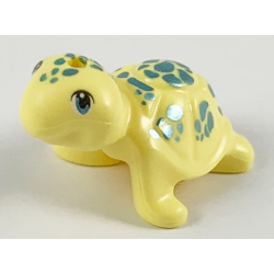 Turtle, Friends Style with Metallic Light Blue Eyes and Spots Pattern - Bright Light Yellow