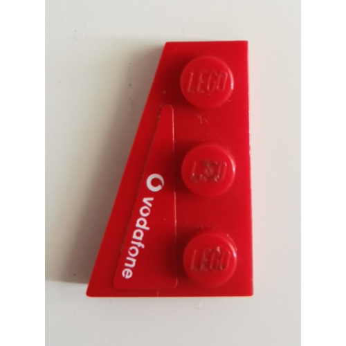 Деталь LEGO 43723pb02 Wedge, Plate 3 x 2 Left with White Vodafone Logo Pattern (Sticker) - Set 8142-1