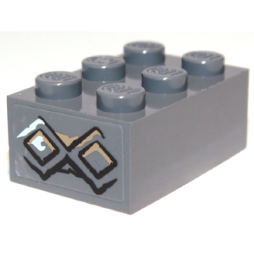 Деталь LEGO 3002pb23 Brick 2 x 3 with Diamond Bricks with White Highlights on One Diamond Pattern on End (Sticker) - Set 9473