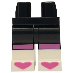 Hips and Legs with Molded White Lower Legs / Boots and Printed Dark Pink Knee Stripes and Hearts on Toes Pattern Hips and Legs with Molded White Lower Legs / Boots and Printed Dark Pink Knee Stripes and Hearts on Toes Pattern