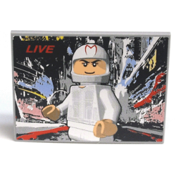 Slope 10 6 x 8 with White Minifigure Racer and 'LIVE' Pattern (Sticker) - Set 8161