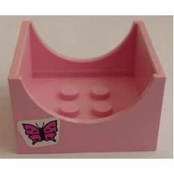 Container, Box 4 x 4 x 2 Bottom with Semicircle Cutout Ends with Butterfly Pattern on Both Sides (Stickers) - Set 6547
