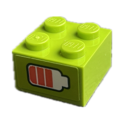 Brick 2 x 2 with Coral and White Battery Charge Indicator Pattern (Sticker) - Set 41712 Brick 2 x 2 with Coral and White Battery Charge Indicator Pattern (Sticker) - Set 41712