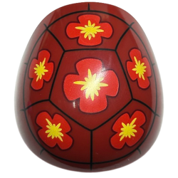 Large Figure Armor, Round, Smooth with Black Lines and Red and Yellow Flowers Pattern (Squirt Turtle Shell)