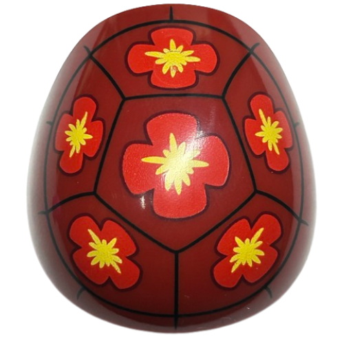 Деталь LEGO 21560pb14 Large Figure Armor, Round, Smooth with Black Lines and Red and Yellow Flowers Pattern (Squirt Turtle Shell)