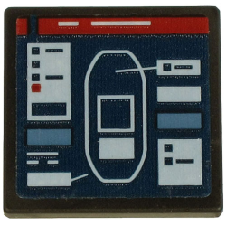 Road Sign 2 x 2 Square with Open O Clip with Screen with Blue Ship Plan and White Text on Dark Red Background Pattern (Sticker) - Set 60266