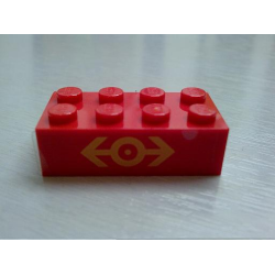 Brick 2 x 4 with Train Logo Yellow Pattern (Sticker) - Set 2150