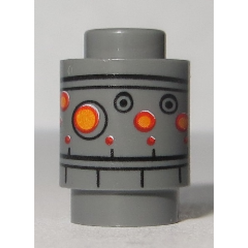 Деталь LEGO 3062pb054 Brick, Round 1 x 1 with SW IG-88 Head Pattern 2