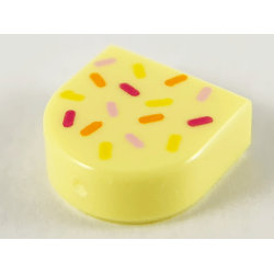 Tile, Round 1 x 1 Half Circle Extended with Bright Pink, Magenta, Orange and Yellow Sprinkles Pattern Tile, Round 1 x 1 Half Circle Extended with Bright Pink, Magenta, Orange and Yellow Sprinkles Pattern