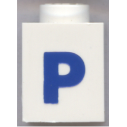Brick 1 x 1 with Blue Capital Letter P Pattern (Bold Font) Brick 1 x 1 with Blue Capital Letter P Pattern (Bold Font)