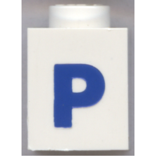 Деталь LEGO 3005ptPb Brick 1 x 1 with Blue Capital Letter P Pattern (Bold Font)